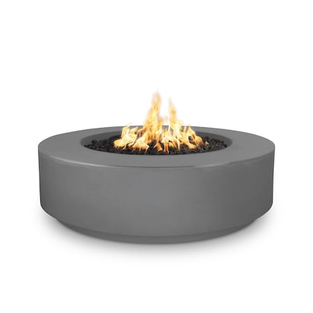 The Outdoor Plus 42 Round Florence Fire Pit, GFRC Concrete, Natural Gray, Spark Ignition with Flame Sense, Natural Gas OPT-FL4224FSEN-NGY-NG